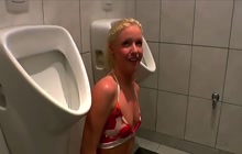 Nasty blonde loves pissing